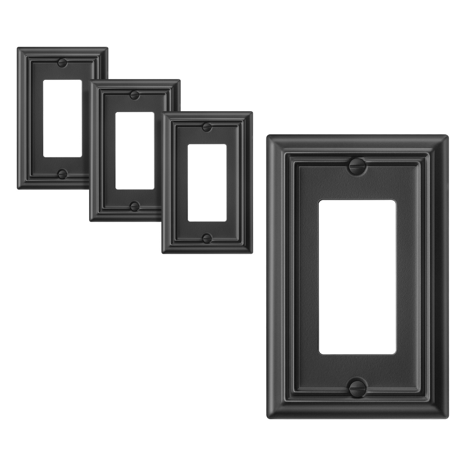 DEWENWILS Metal Outlet Cover, Standard Size Switch Cover, 4 Pack, Black