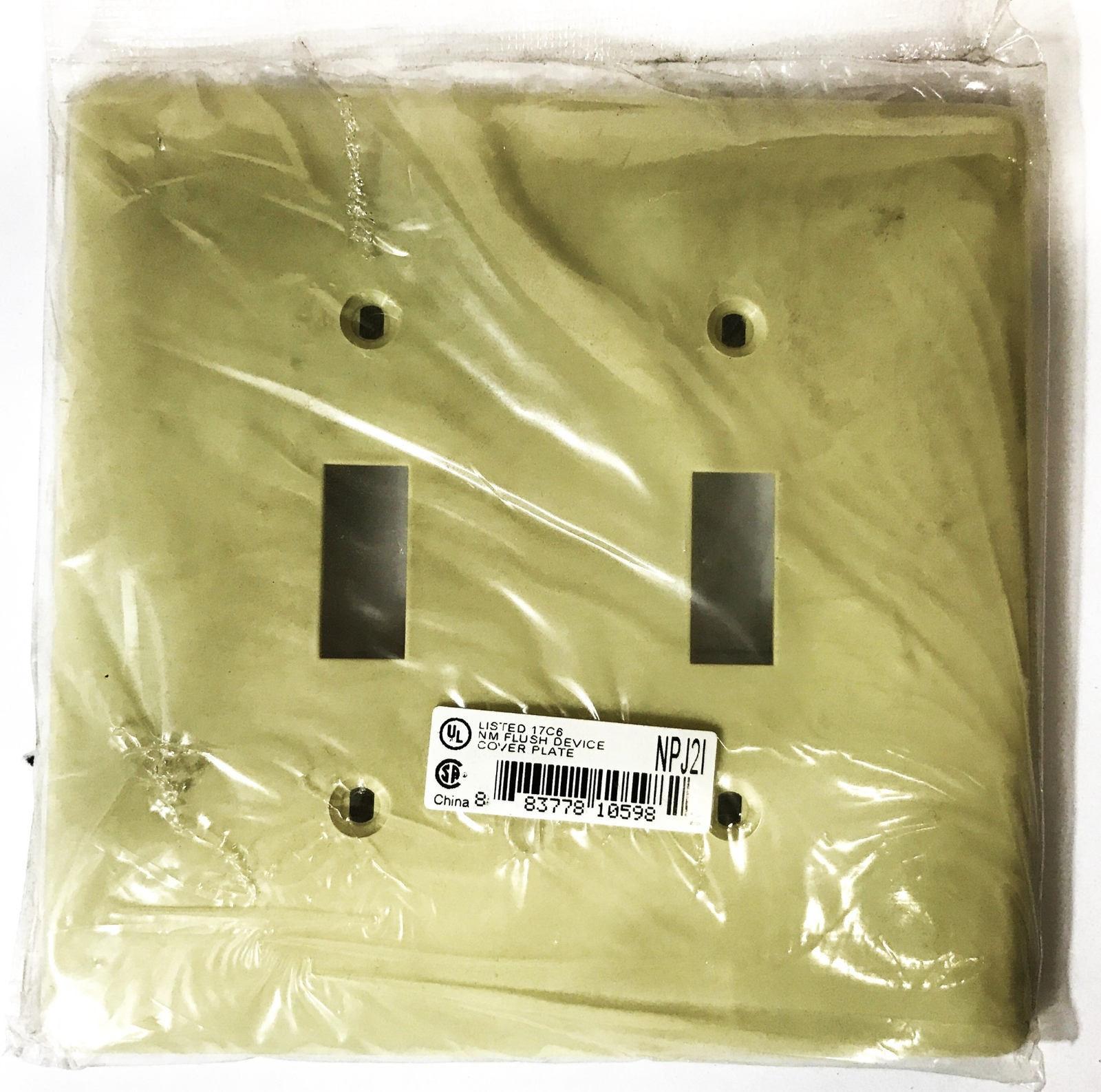 Unbranded Ivory Plastic 2-Gang 2-Switch Wall Plate NPJ21 [Lot of 30] NOS