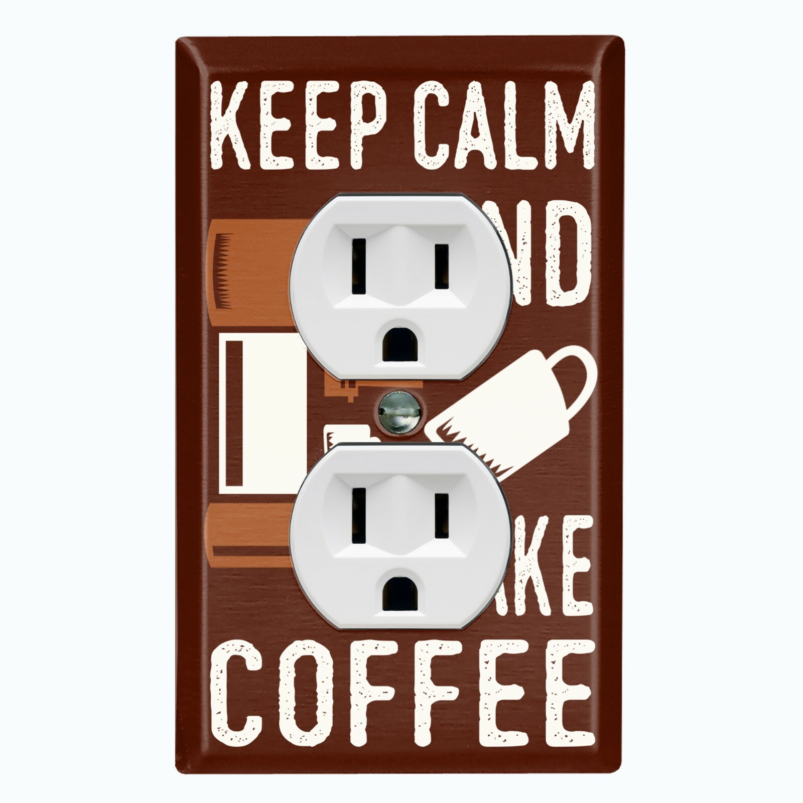 Metal Light Switch Cover Wall Plate For Kitchen Keep Calm Make Coffee COF073