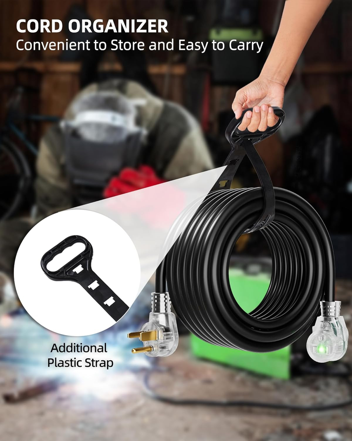 50Ft 250V Welder Extension Cord, 10 Gauge Heavy Duty Outdoor Welding Cord with L