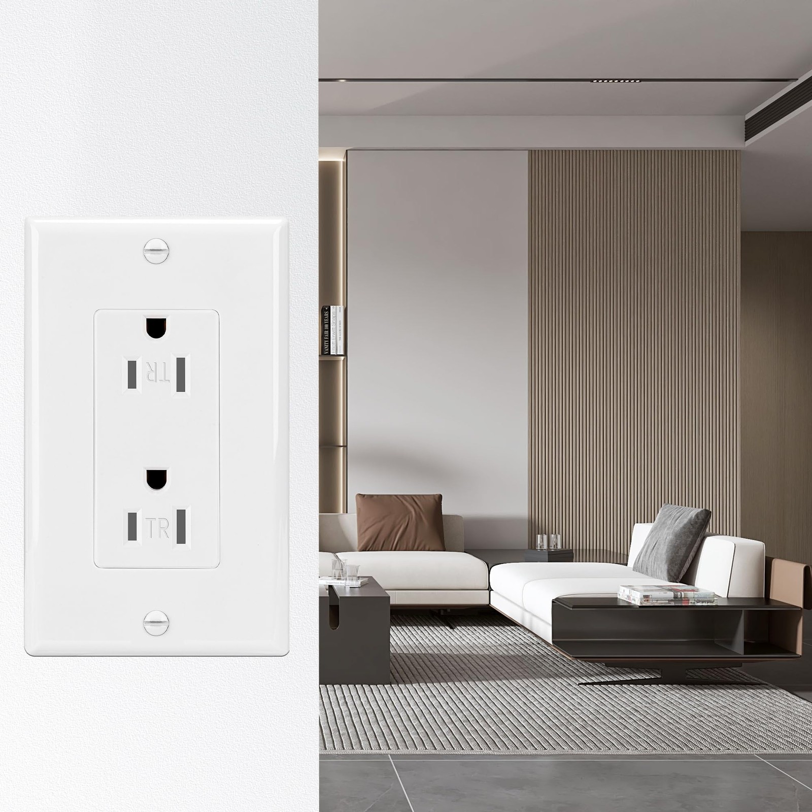 15 Amp Decorator Wall Receptacle Outlet, Child-Safe Tamper-Resistant, Residen…