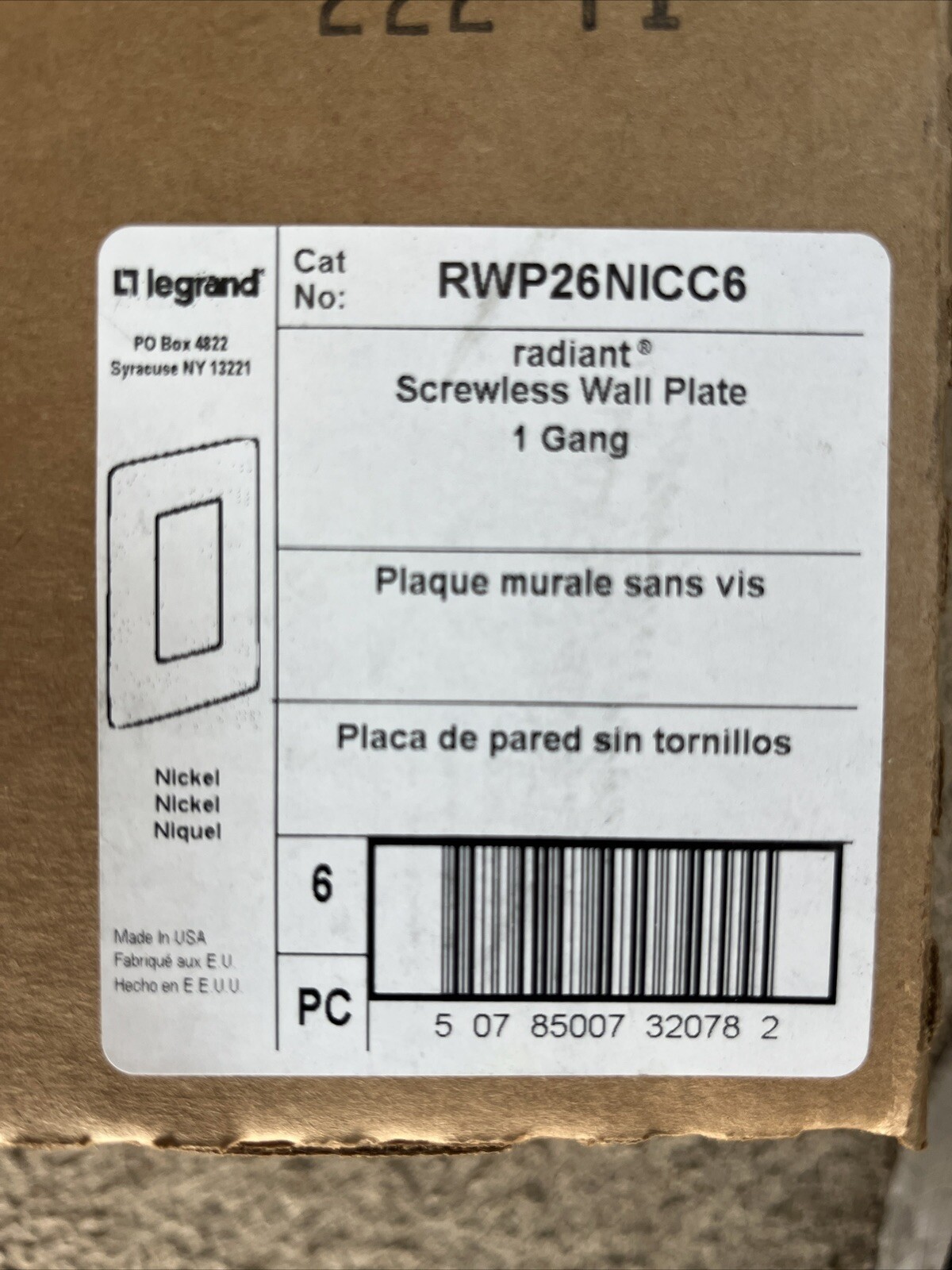 Legrand radiant 1 Gang 1-Decorator Rocker Screwless Wall Plate, Nickel