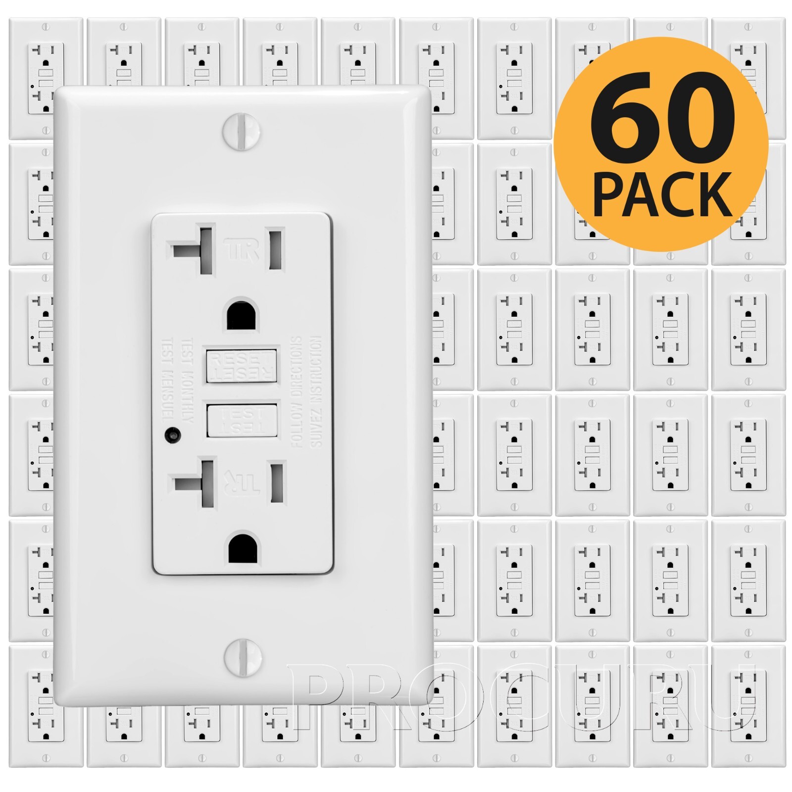 60-Pack GFCI 20A Tamper Resistant, Self Testing Receptacle Outlet with Covers