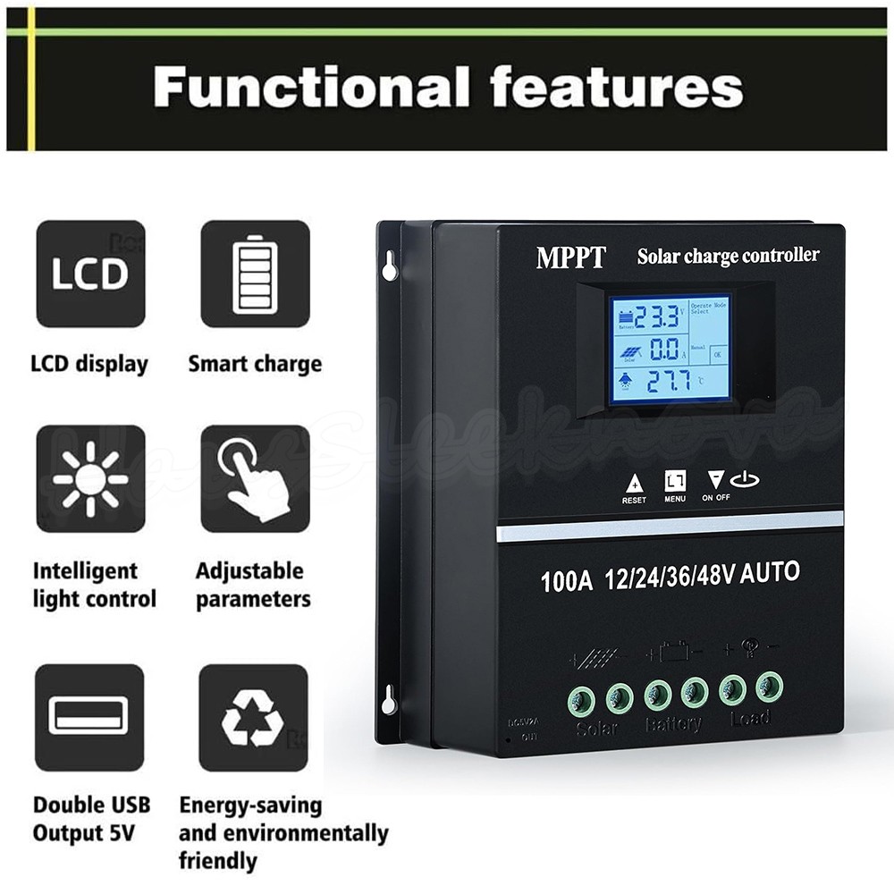 4000W 100A MPPT Solar Charge Controller 12V 24V 36V 48V Battery PV Regulator USB