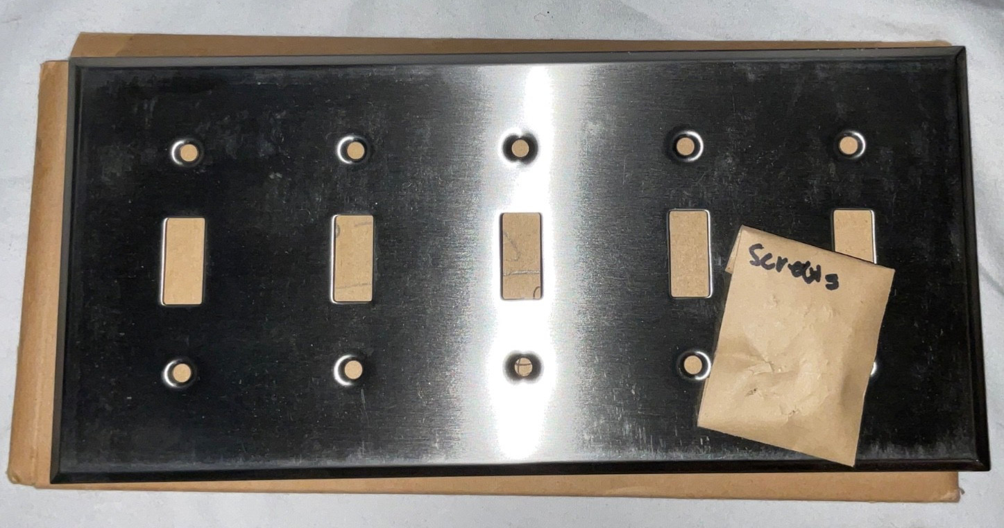 PASS & SEYMOUR STAINLESS STEEL SS5 5 GANG WALL PLATE SWITCH TOGGLE