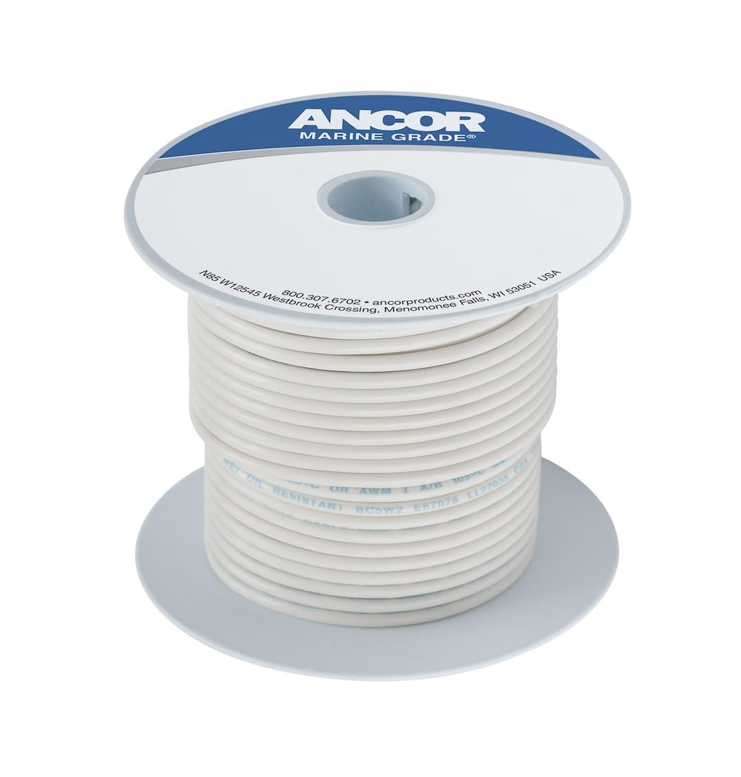 Ancor 104910 Tinned Copper Wire, 14 AWG (2mm2), White – 100ft