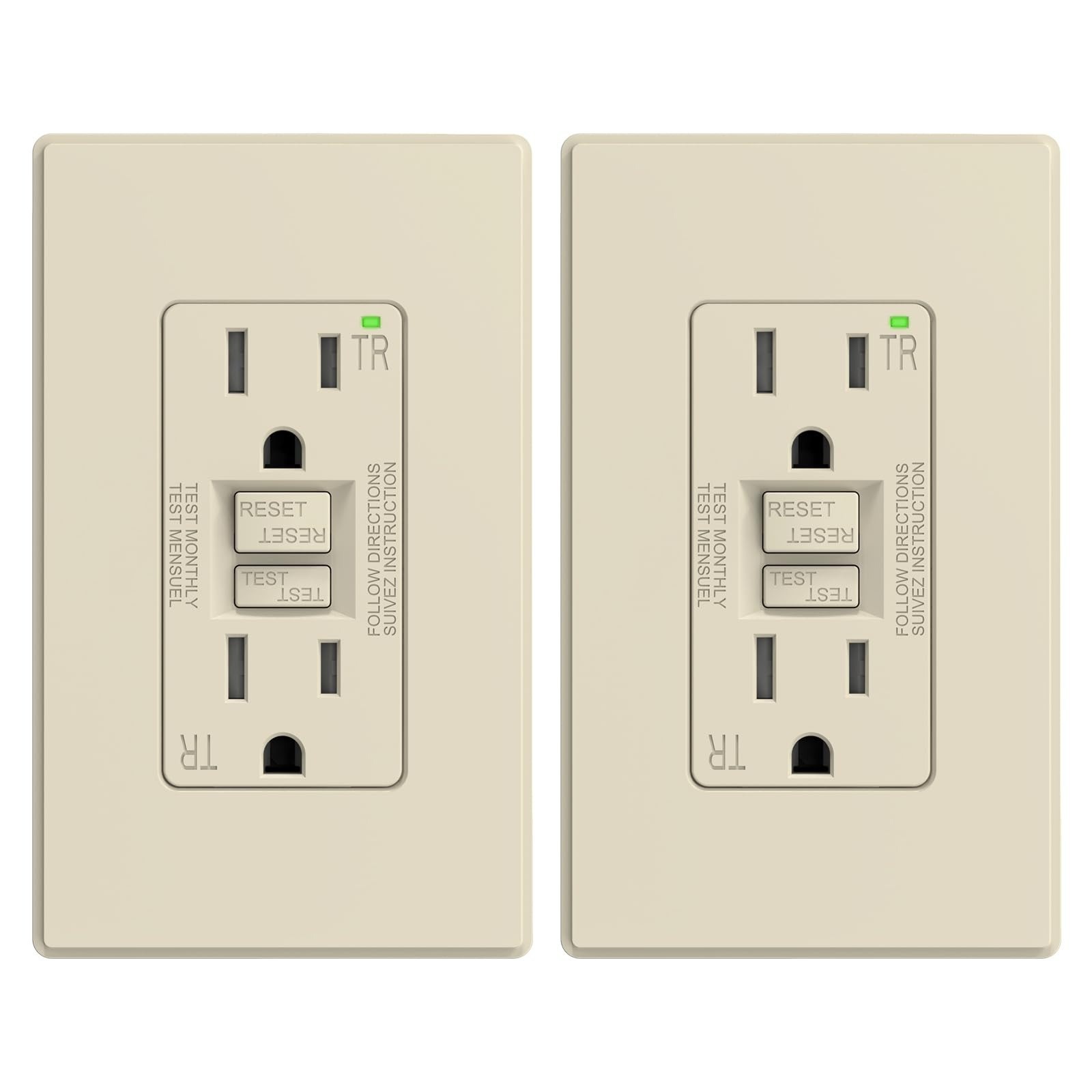 ELEGRP GFCI Outlet 15 Amp, Self-Test GFI Electrical Outlet, Matte White