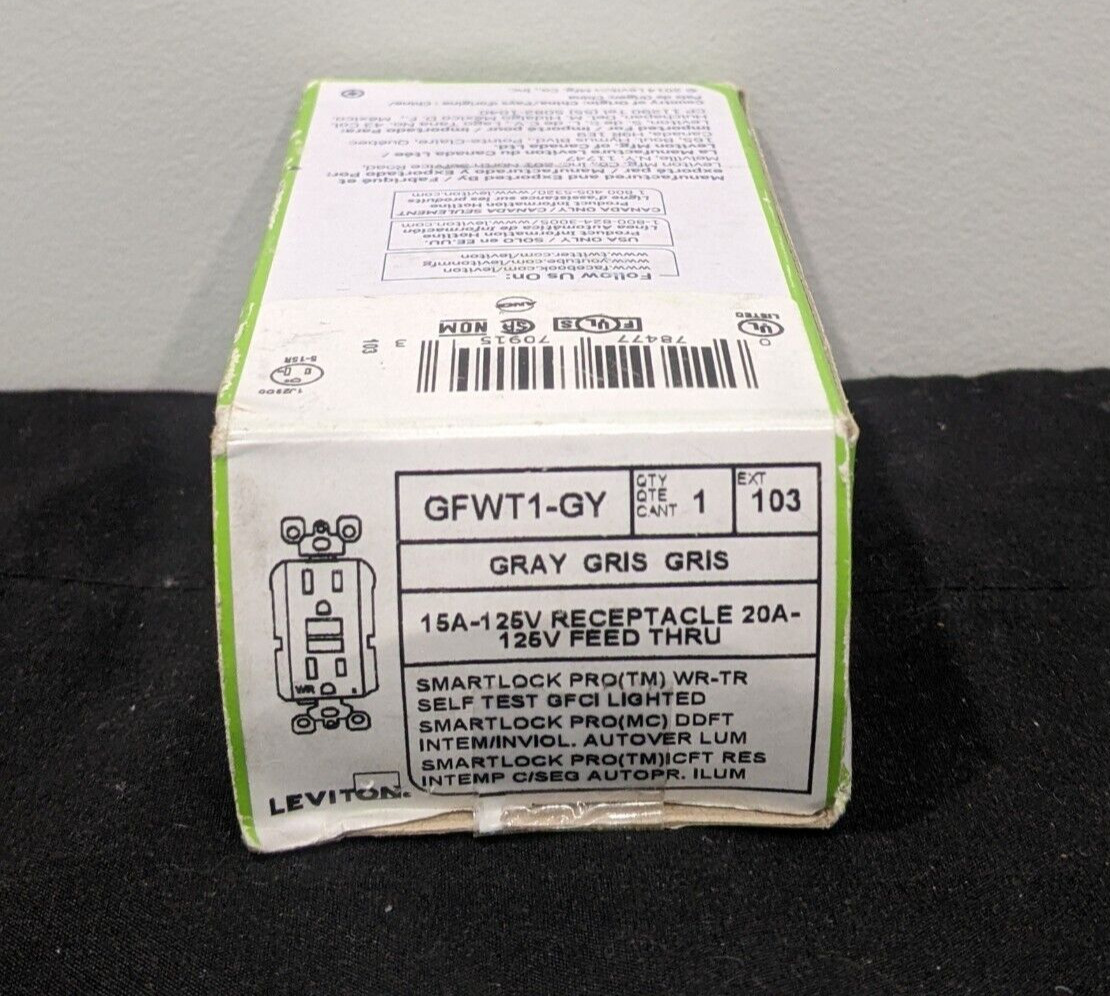 Leviton – GFTR1-GY – 15A 125V Polycarbonate Tamper Resistant Duplex Gray