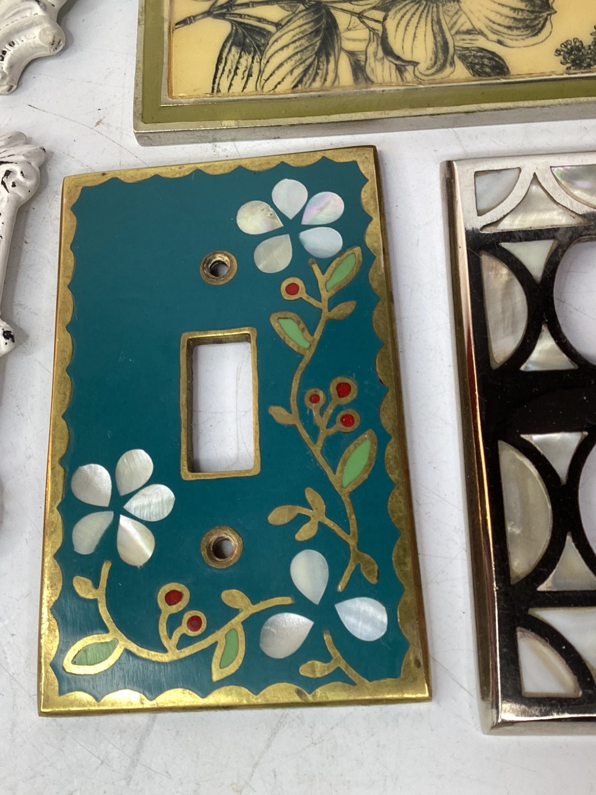 8 Anthropologie Resin & Metal Wall Light Double Plate Cover Floral+free ship (F4
