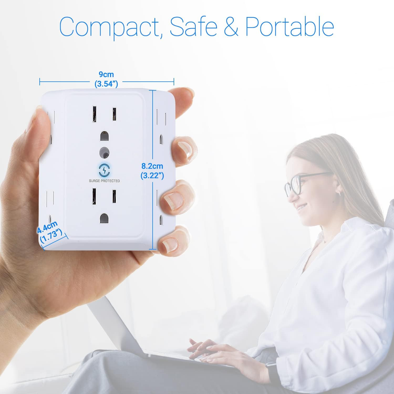 Multi Plug 6 Outlet Extender, 2 Pack Surge Protector Wall Splitter
