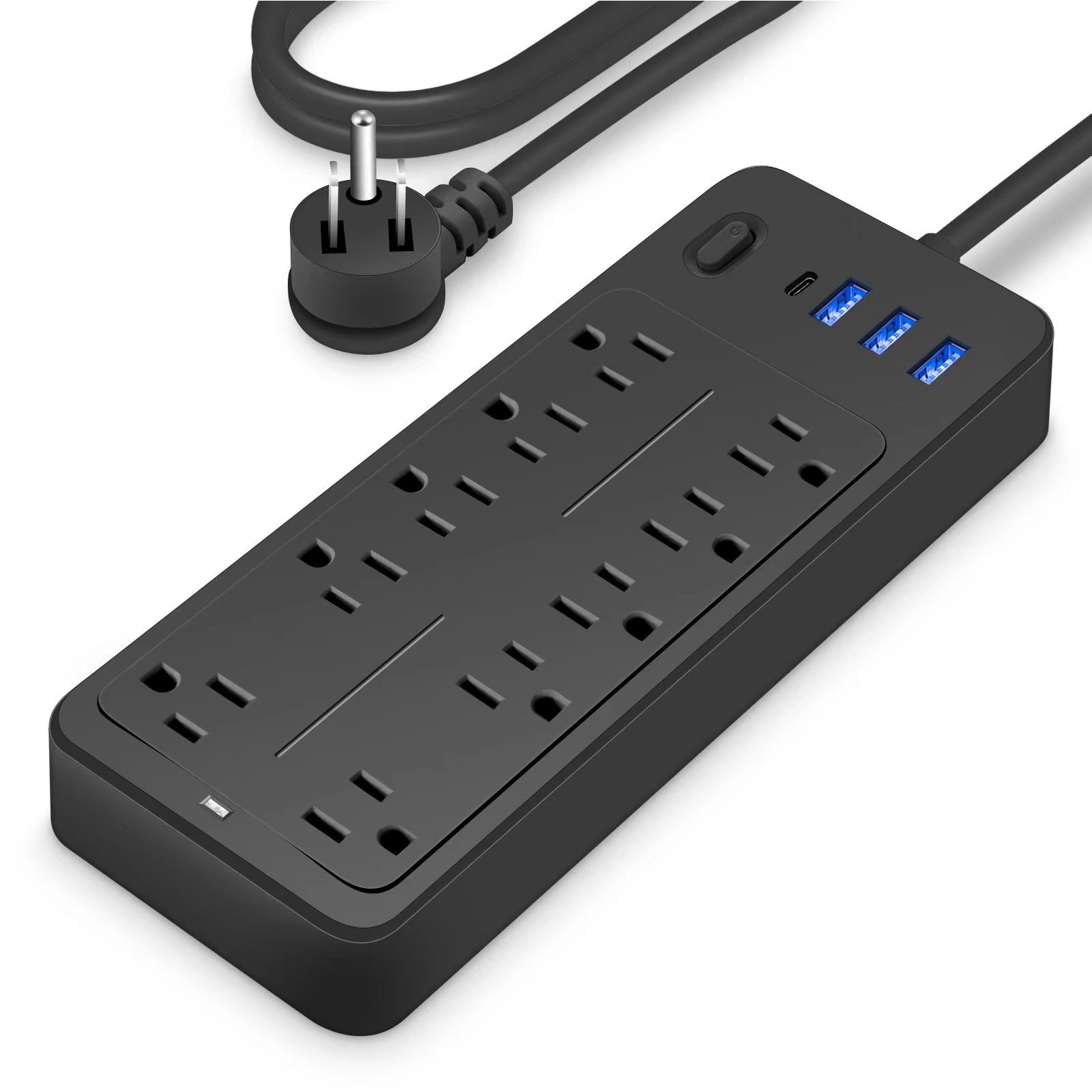 14-in-1 Protector Power Strip With USB Ports 3.9 Ft Cord FTIO