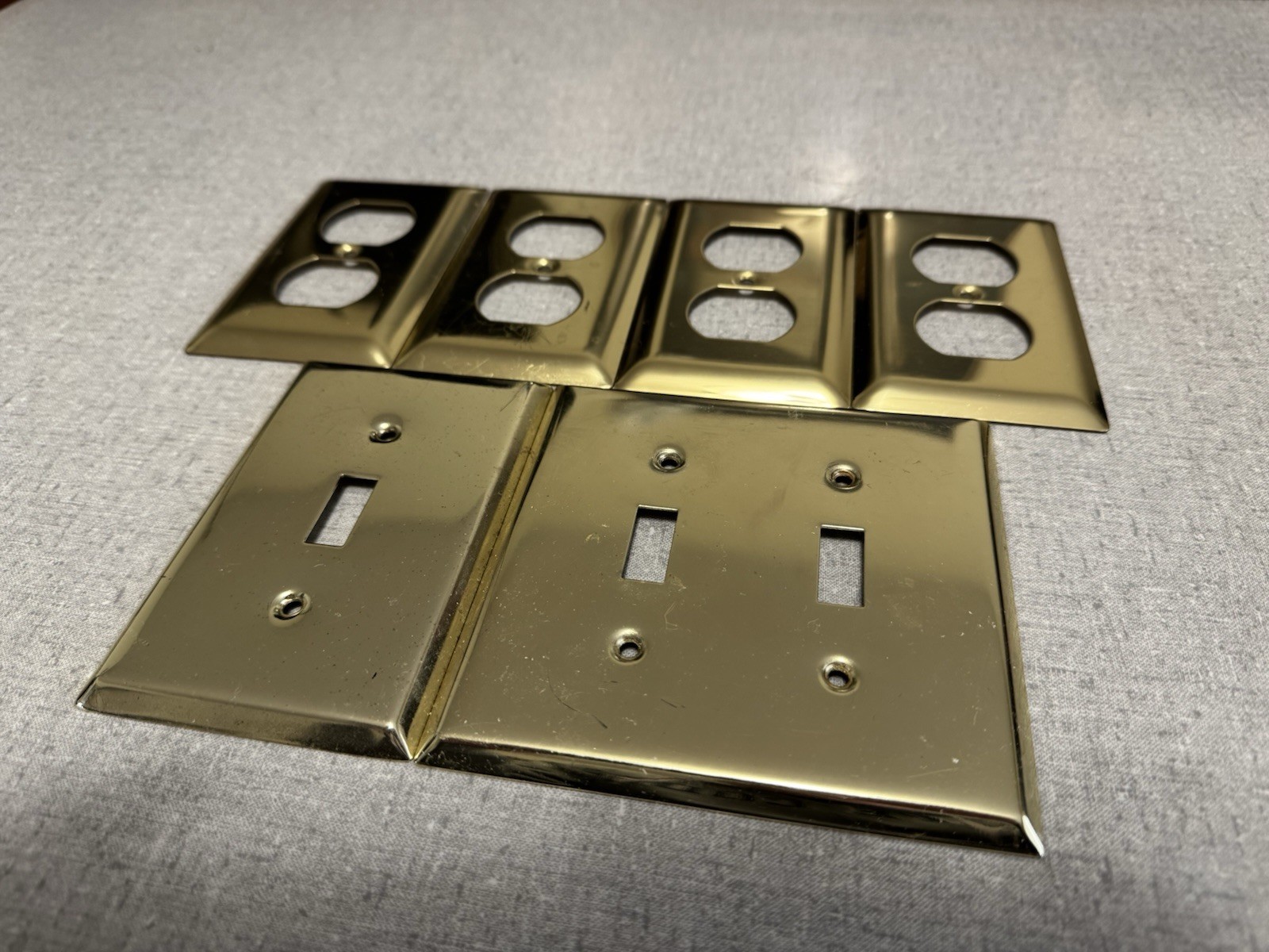 Brass Switch & Wall Plate Covers Rectangle Brass Hardware Lot of 6