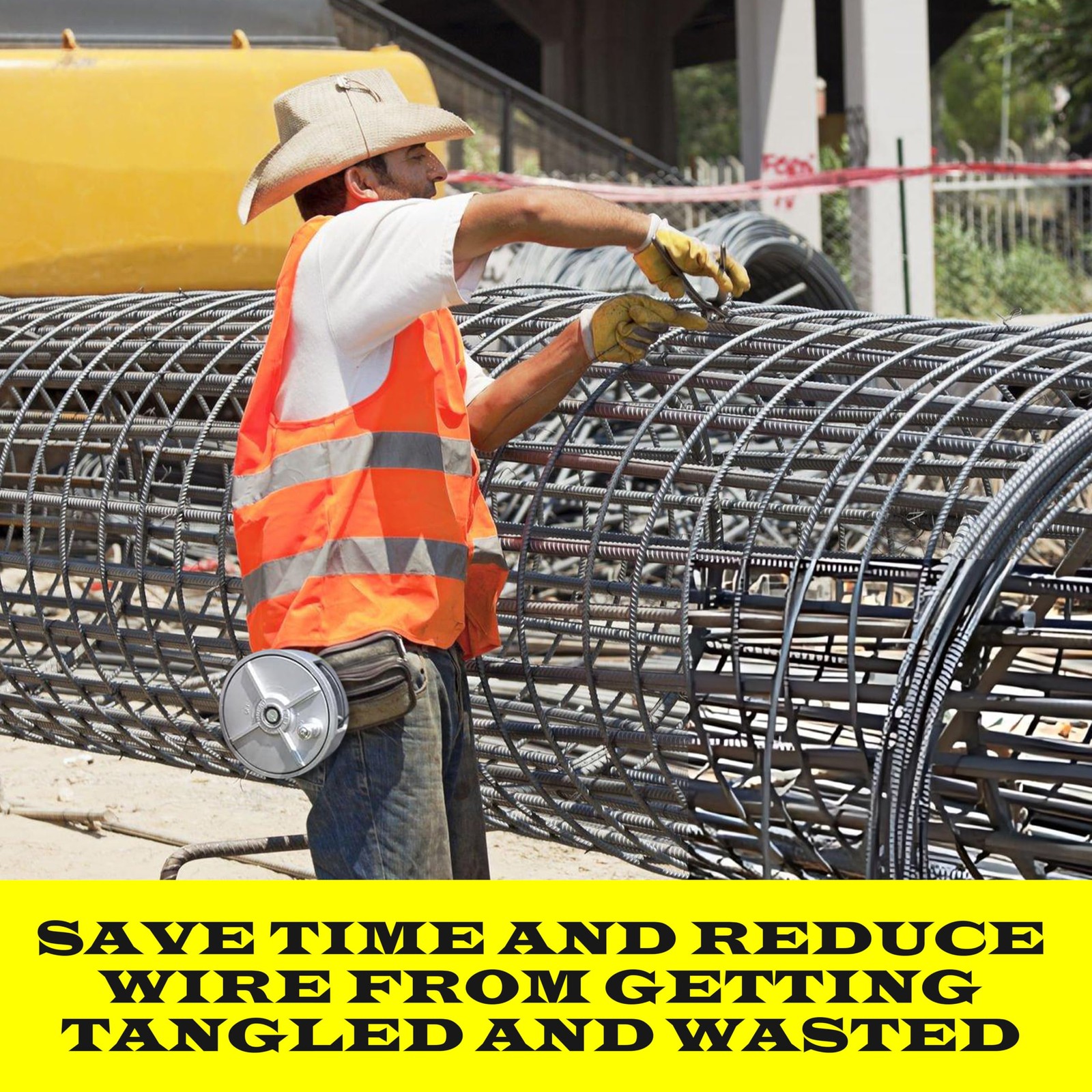Aluminum Tie Wire Reel Coil Holder Ergonomic Rewind Knob BuiltIn Belt Loops