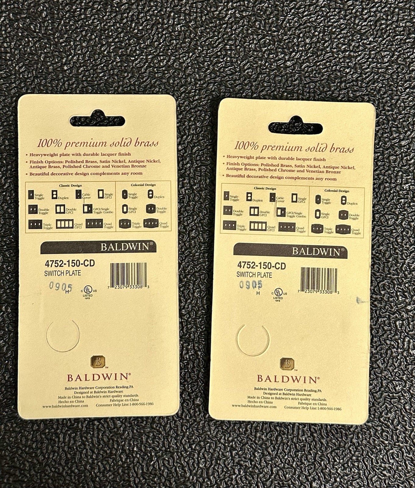 New – Baldwin Solid Brass Brushed Nickel Finish Duplex Outlet Cover – Set of 2