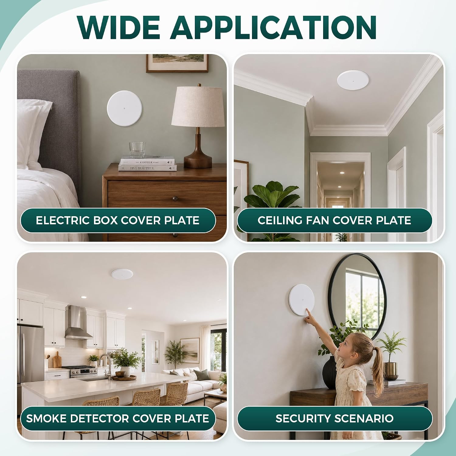 1 Pcs 5″ Ceiling Cover Plate,Round Blank Steel Smoke Detector Cover Plate | 1.75