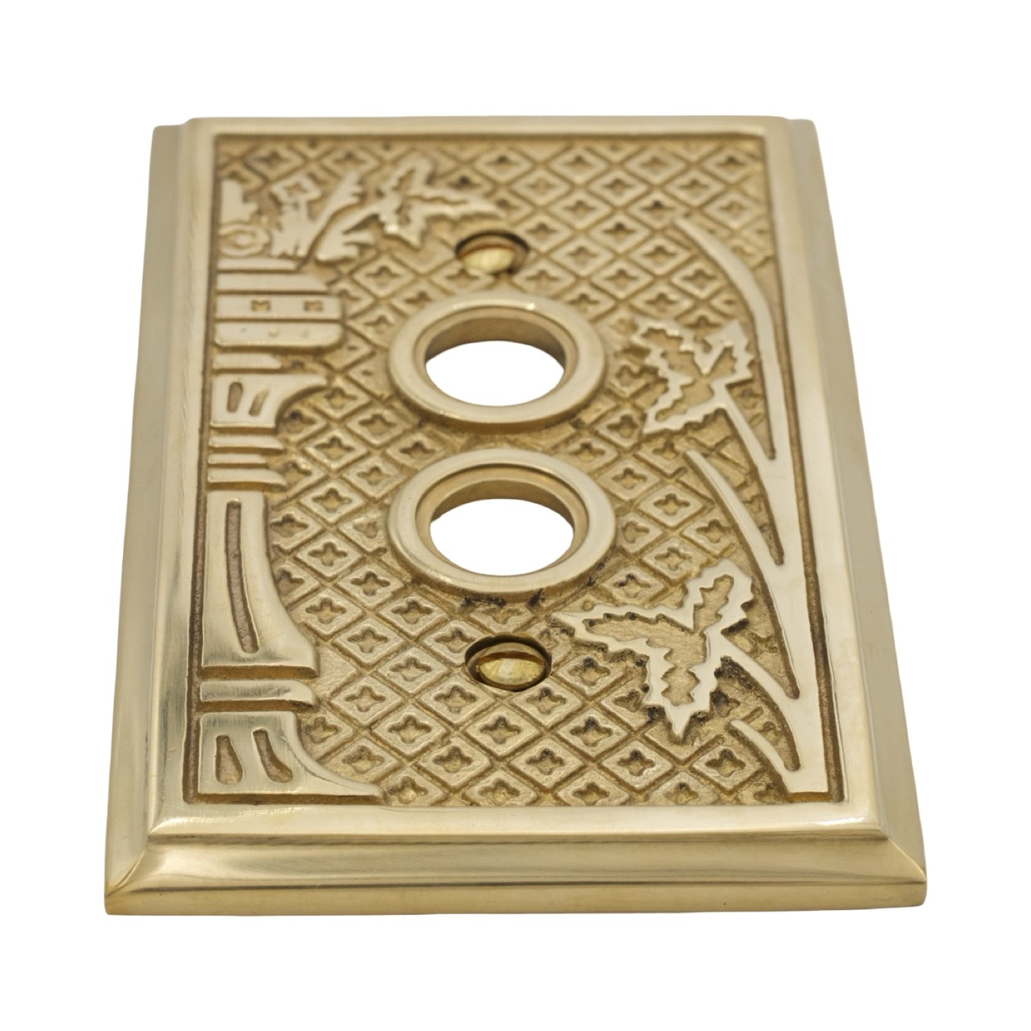 Victorian Style Single Gang Push Button Switch Cover Plate Cast Thick Brass