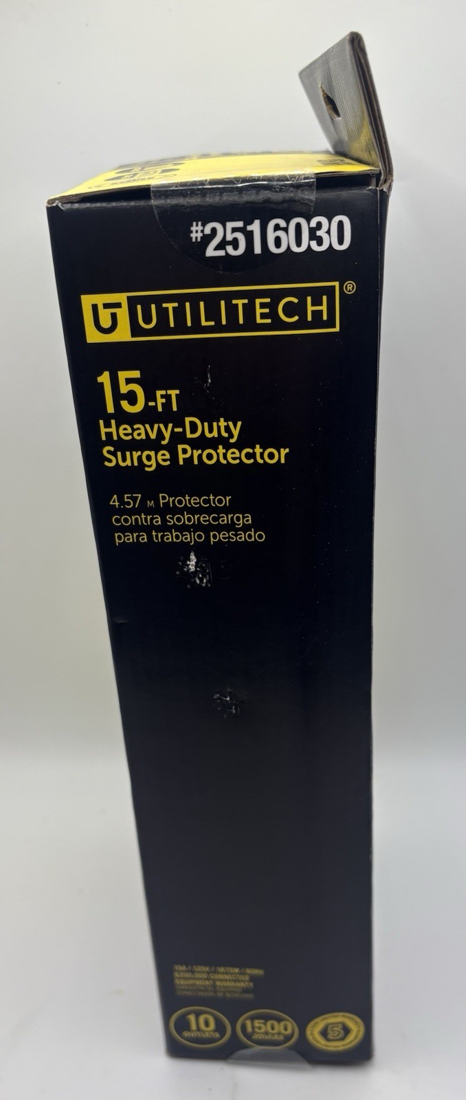 Utilitech 10 Outlet Metal Surge Protector Power Strip 1500 Joules w/ 15FT Cord
