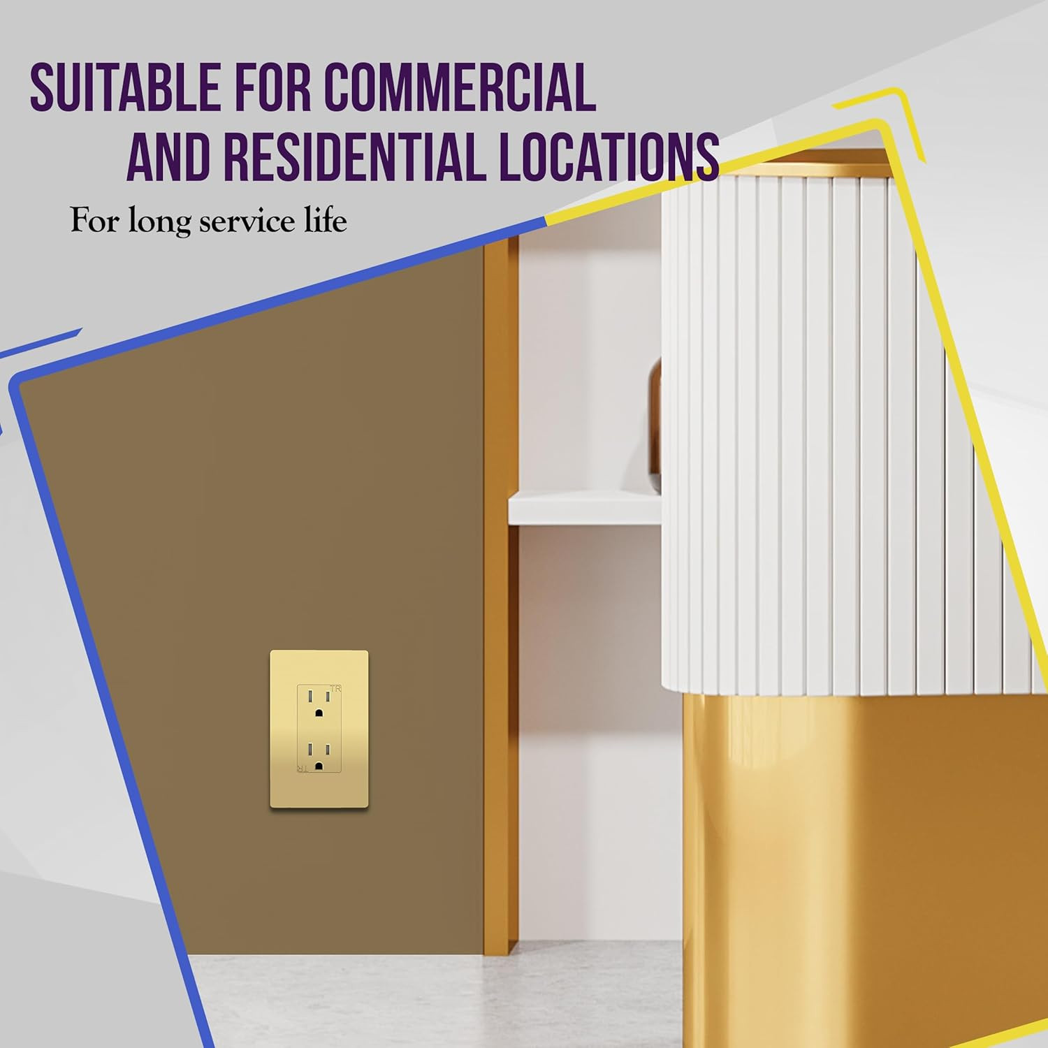 Gold Child Safe Tamper-Resistant Outlet 15A 125V – 5 Pack with Wall Plates