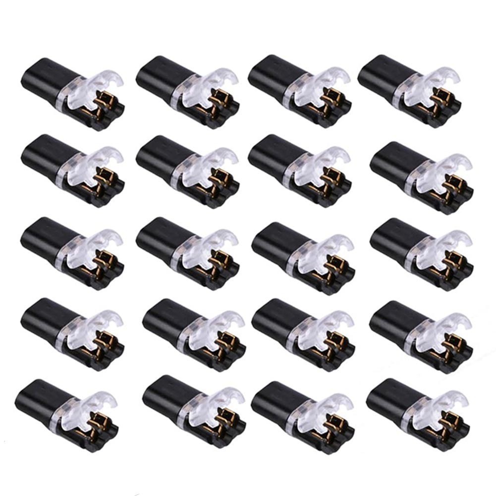 20pcs Double-Wire Plug-in Connector, Pluggable 2 Pin 2 Way LED Wire Connectors,