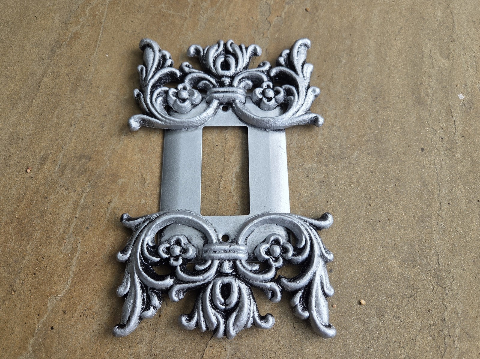 Decorative Metal Rocker Switch Plate Cover Antique Silver Victorian Wall Plate