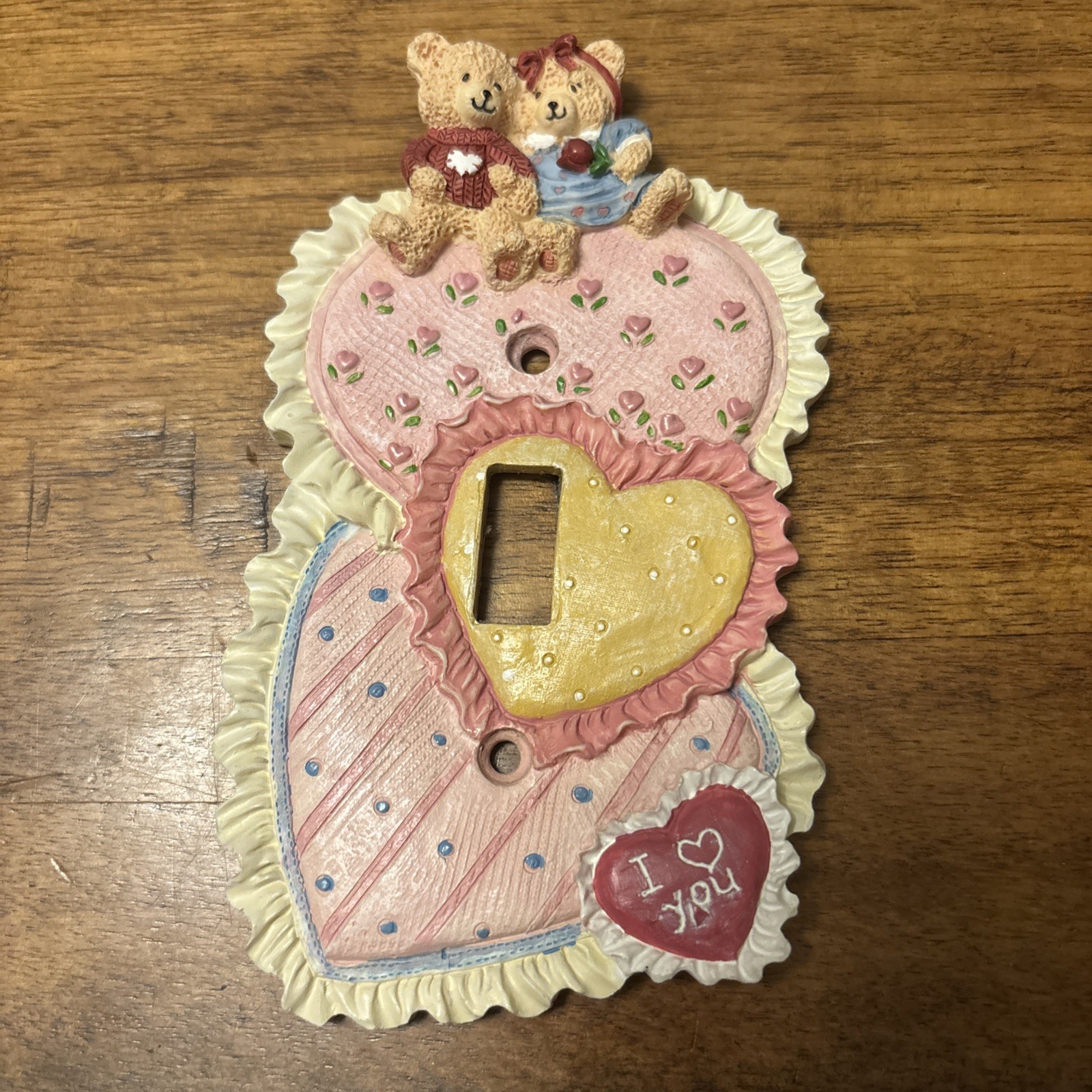 Vintage Figi Decorative Resin Light Switch Plates Teddy Bear Love Hearts Pink 💕