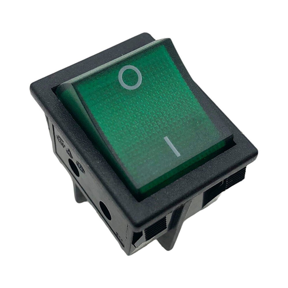 6 Pin Canal R Series Rocker Switch Green Double Pole 20A 16A 125V 250V