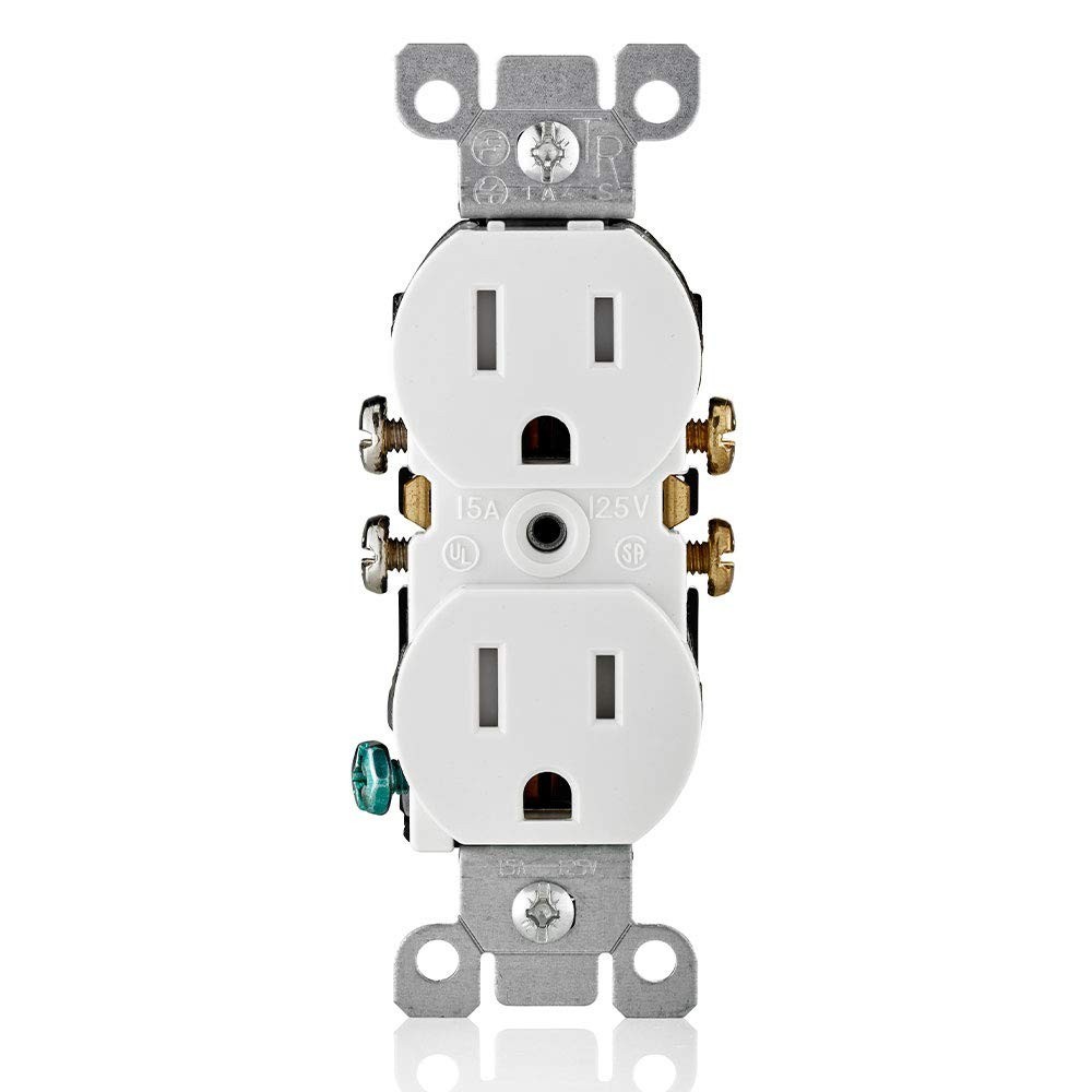 15 Amp 125 Volt Tamper Resistant Duplex Receptacle, 10 Pack, , White