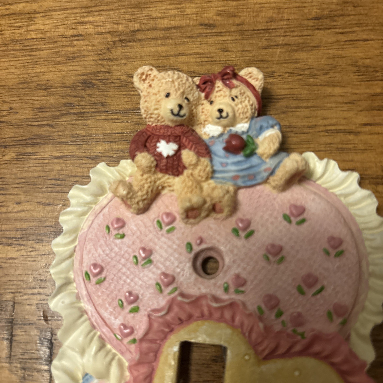 Vintage Figi Decorative Resin Light Switch Plates Teddy Bear Love Hearts Pink 💕