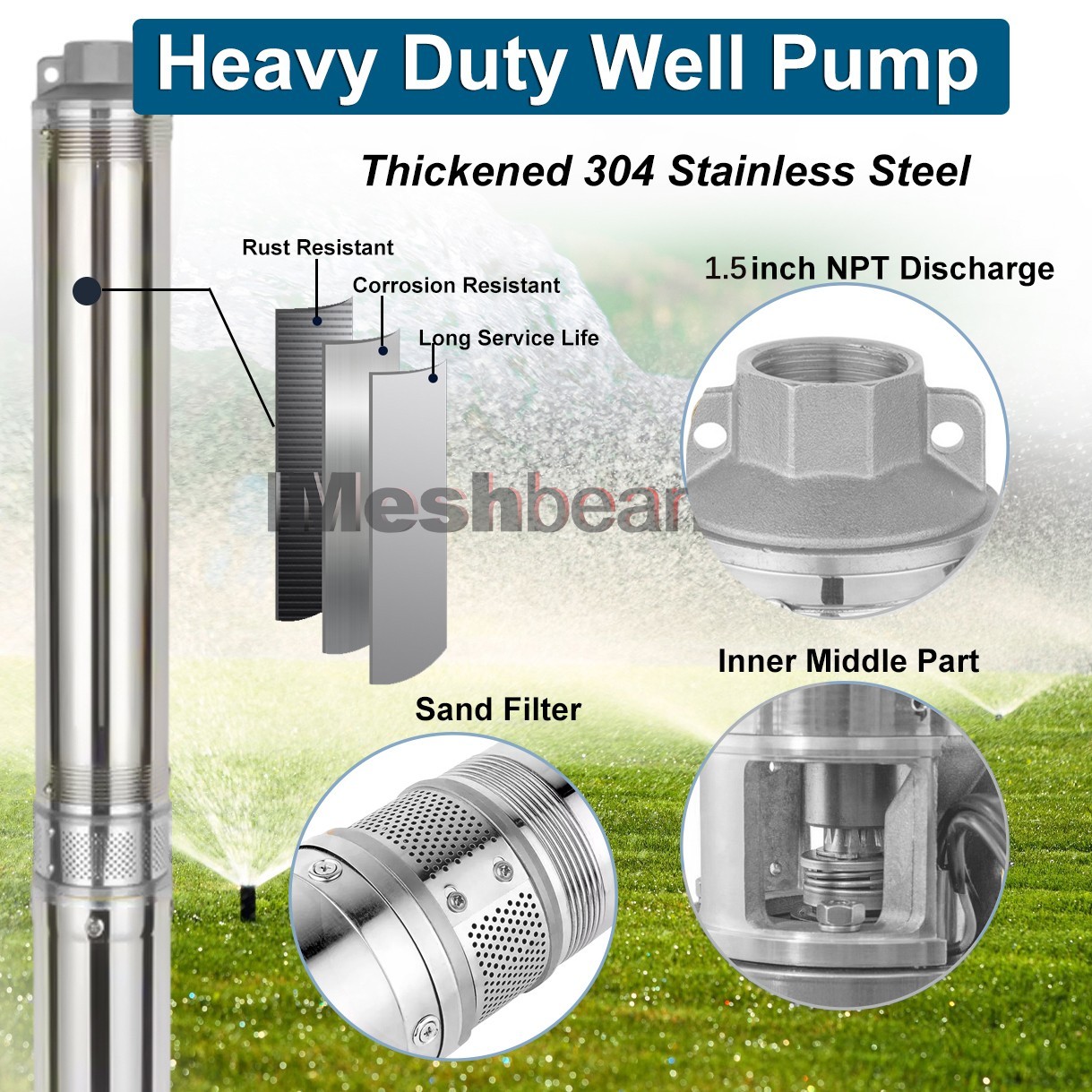 3″ AC/DC Solar Powered Bore Well Water Pump 1HP Submersible Hybrid Deep 110/220V