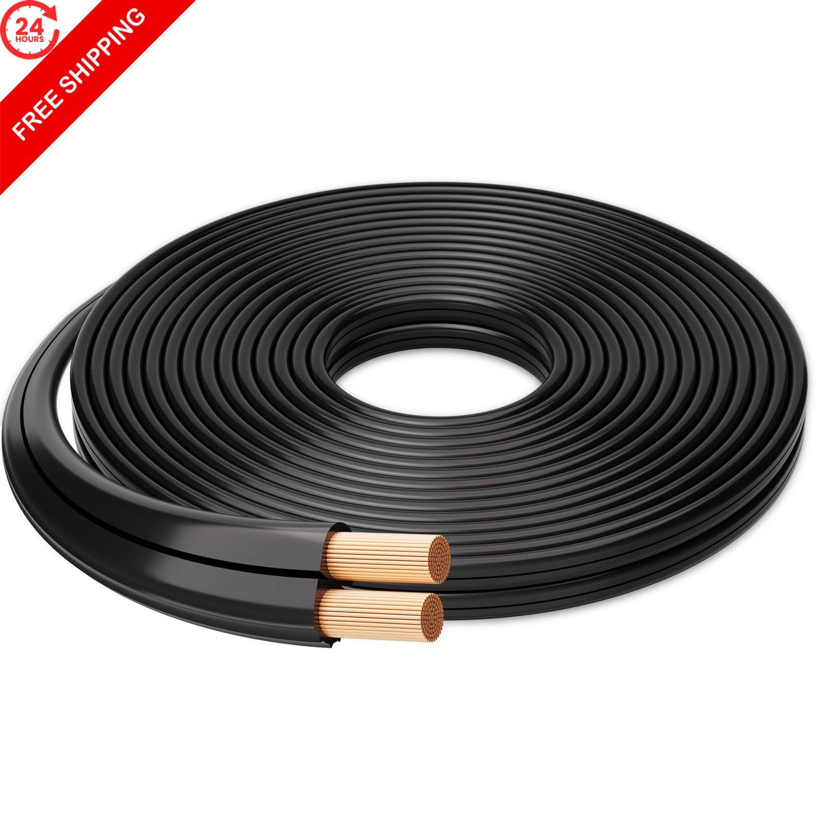 Mygatti 14/2 Low Voltage Landscape Wire – 25 Feet, 14 Gauge, 2 25FT, Black