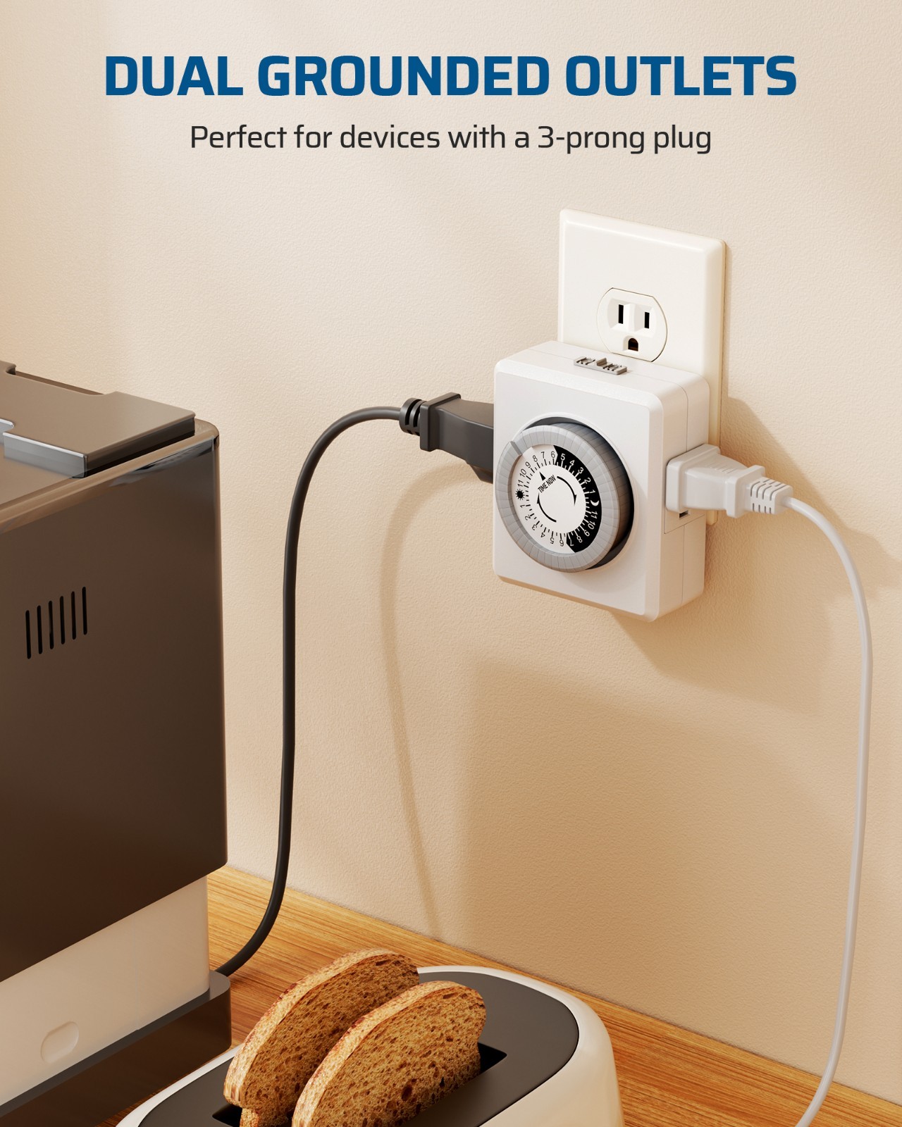 DEWENWILS 2x Plug-in Timer Outlets, 15A/125V, ETL Listed, Energy Saver