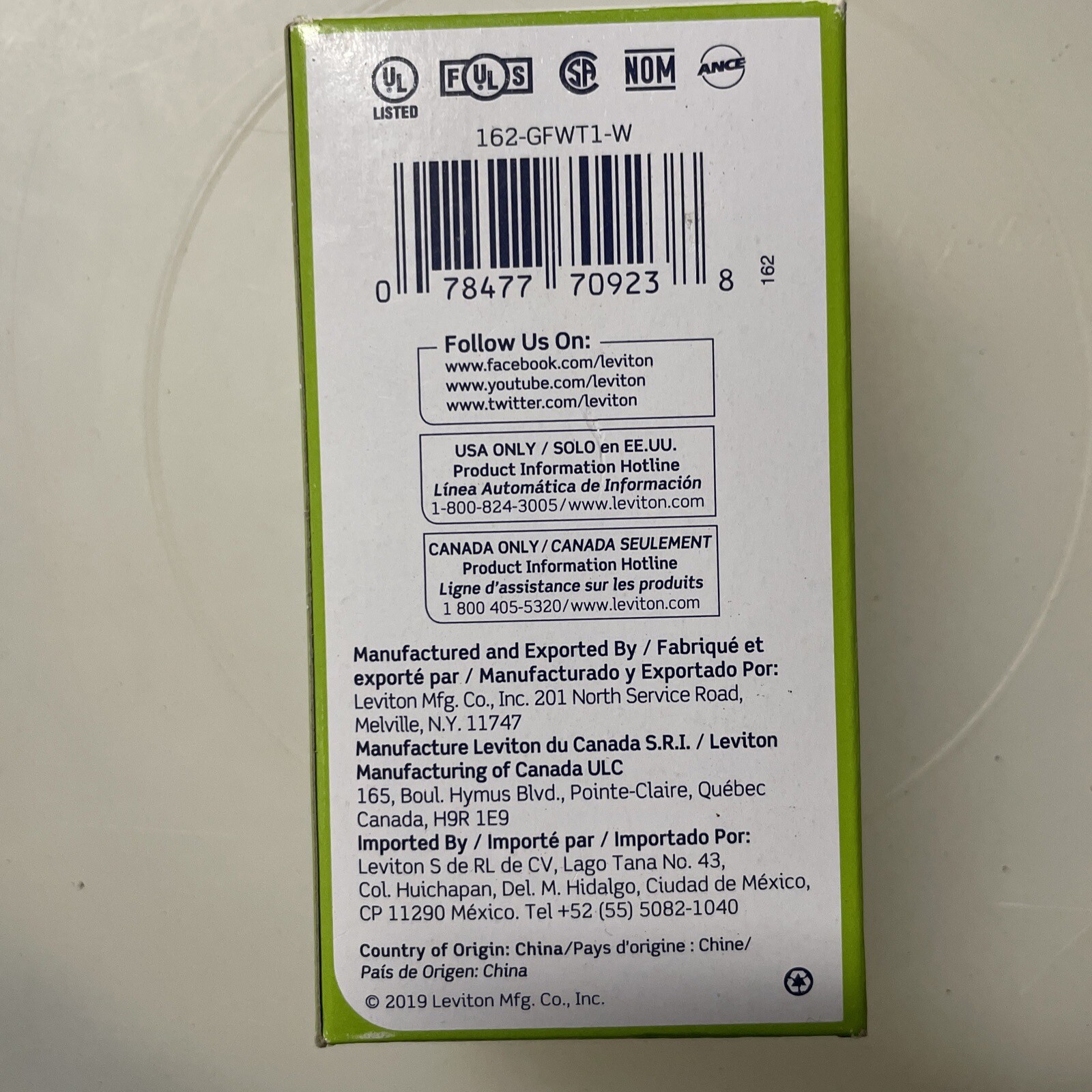 NEW Leviton GFWT1-W SmartLockPro GFCI Outlet Commercial WHITE (QQ)