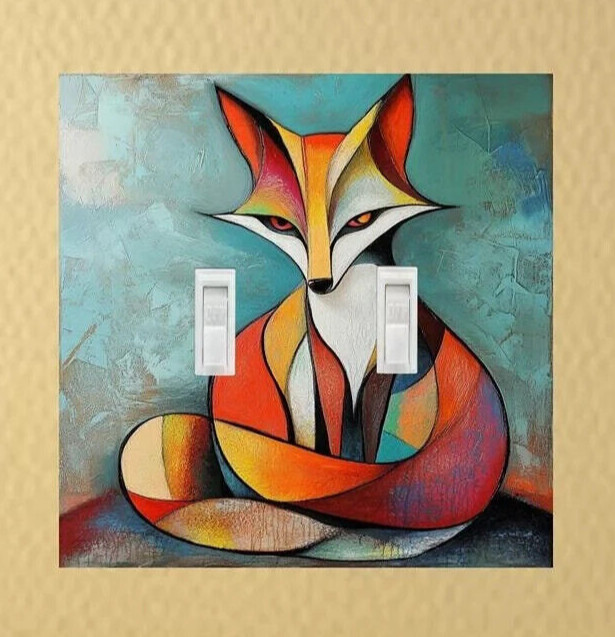 Modern Fox Custom switch plate Modern style wall art light switch plate outlet