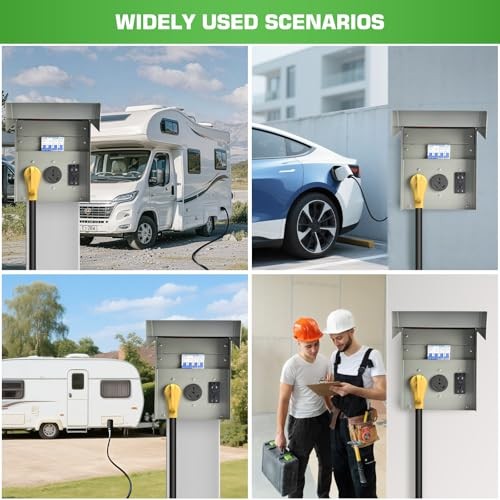 RV Electrical Panel with Breaker, Temporary Power RV Outlet Box with 20 30 50A