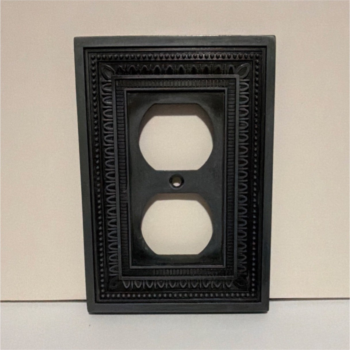 AmerTac Matte Black Metal Traditional Duplex Outlet Toggle Wall Plates Set