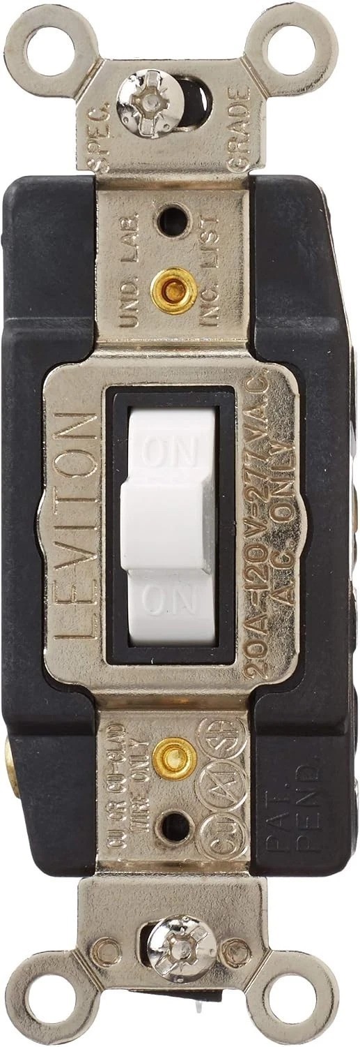 Industrial 20A Double-Pole AC Quiet Switch, White