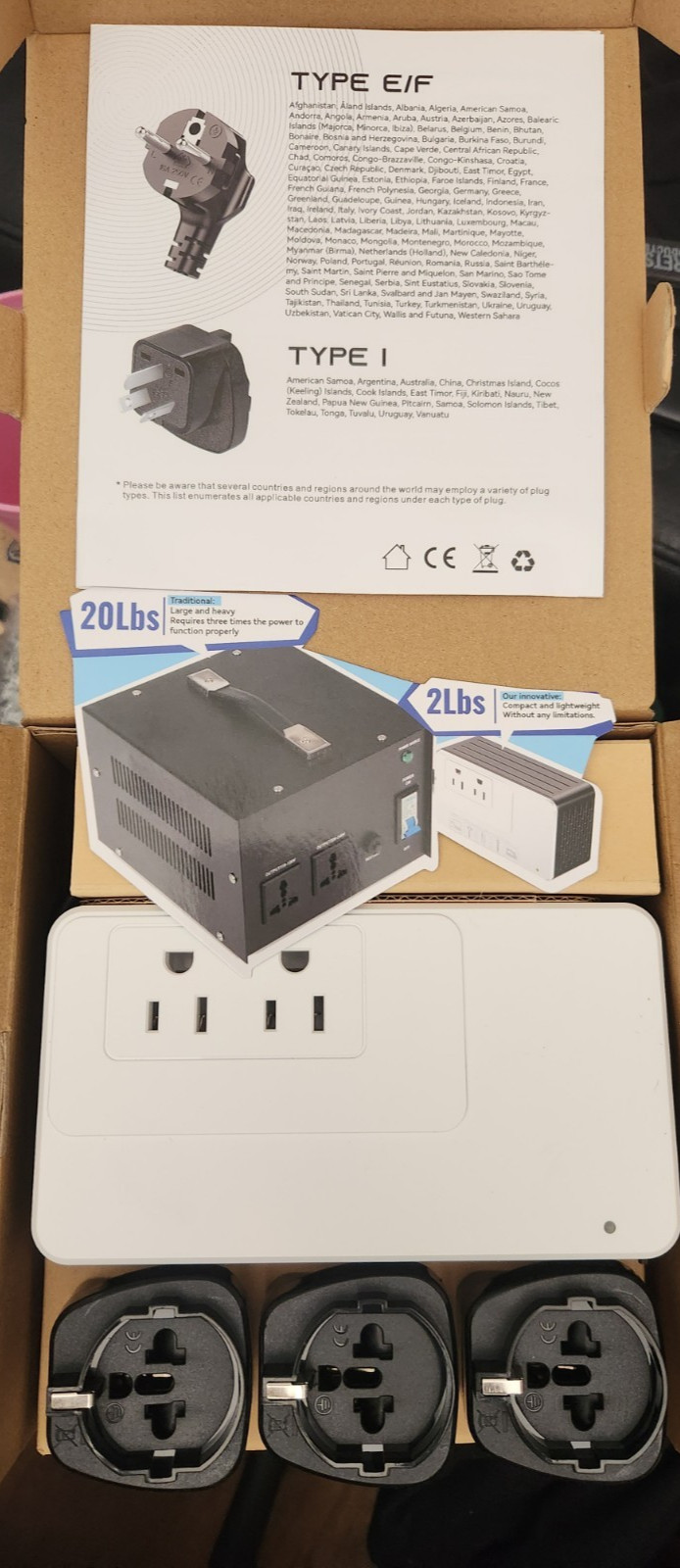 1200W Universal Travel Adapter Converter Step-Down 220V to 110V, Only 2 lbs NEW