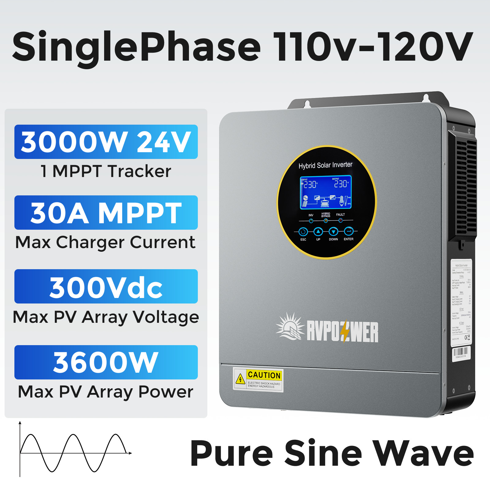 3KW 5.5KW Solar Hybrid Inverter Split Phase Off-Grid Pure Sine24V/48V 120V/240V