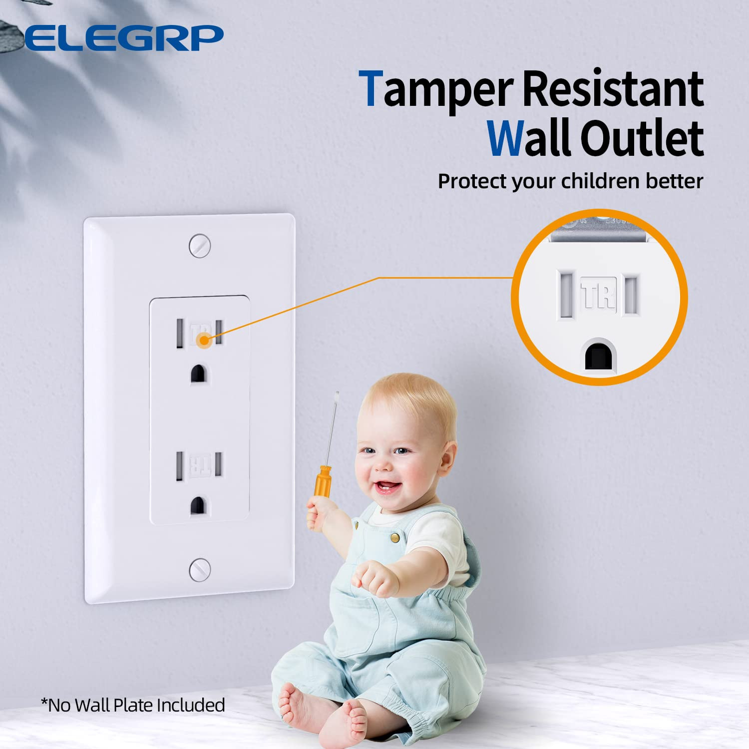 15 Amp Tamper Resistant White Electrical Wall Outlet, 125V, UL Listed, 20 Pack