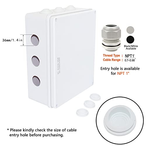 ABS Plastic Dustproof Waterproof IP65 Junction Box 11.8″ x 9.8″ x 4.7″ (1pc)