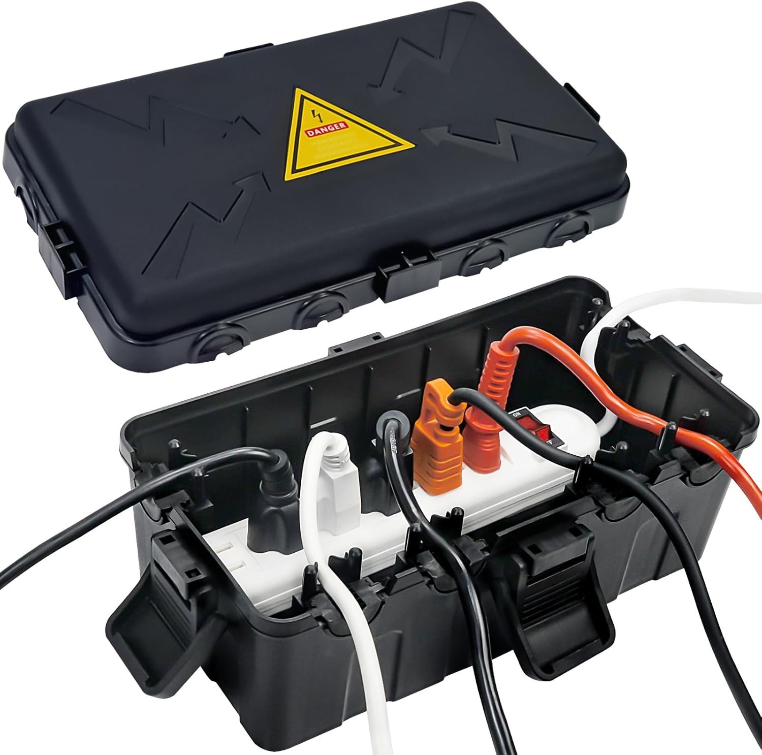 Outdoor Waterproof Electrical Box Extension Cord Cover IP54 Cable Organizer Blac