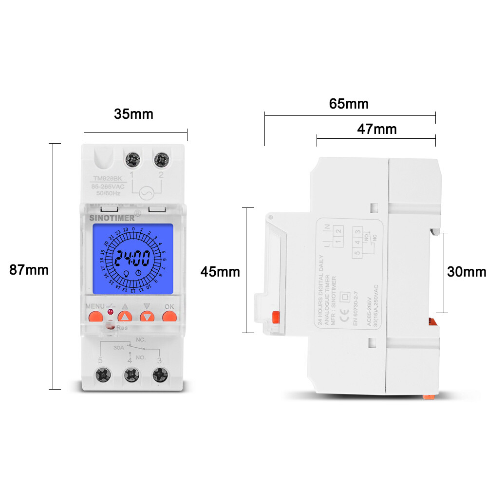 Digital LCD Display 24 Hours Electronic 85-265V Din Rail Hours B0V7