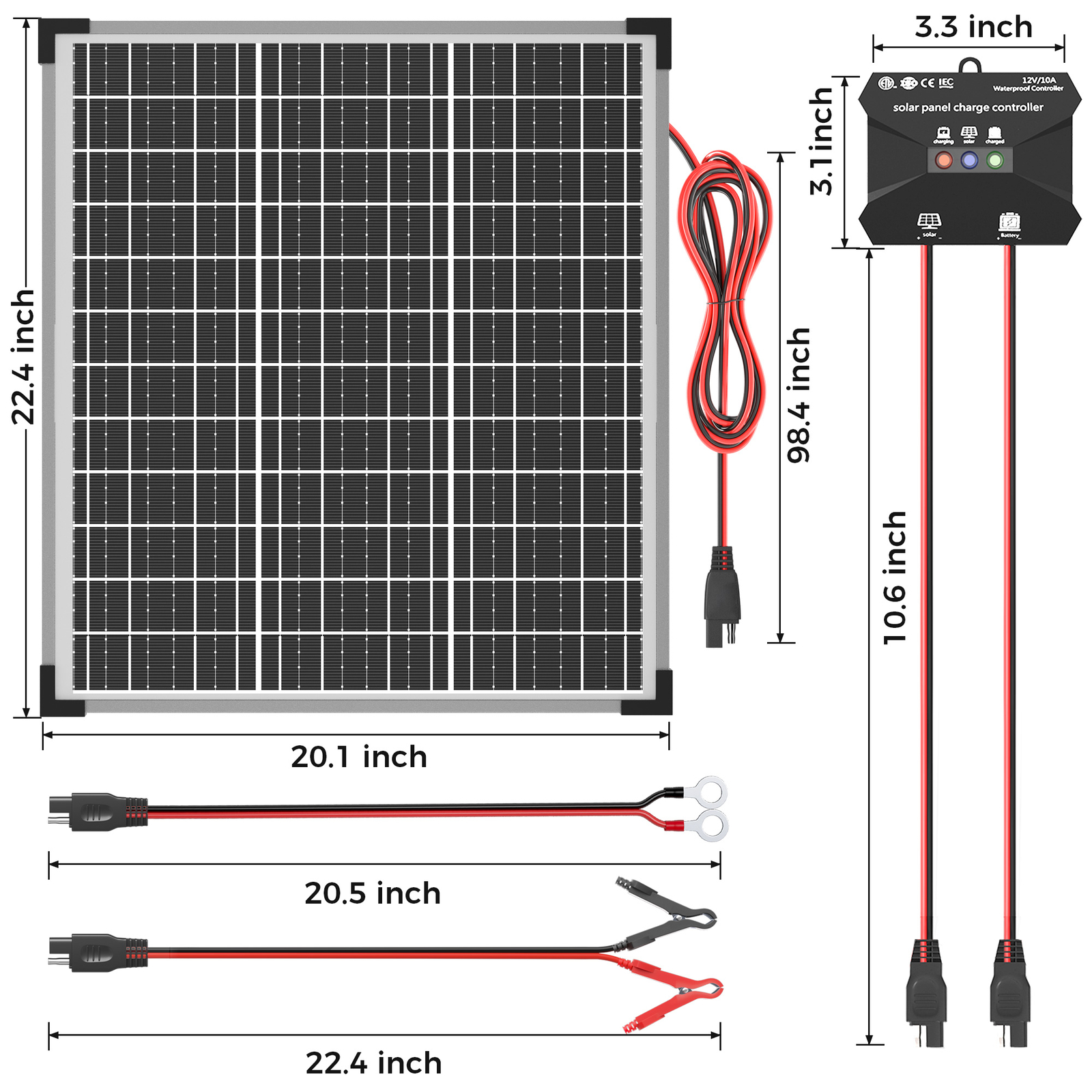 VOLTSET 50W Solar Panel Kit with Mount Bracket, 12V Solar Battery Charger for RV