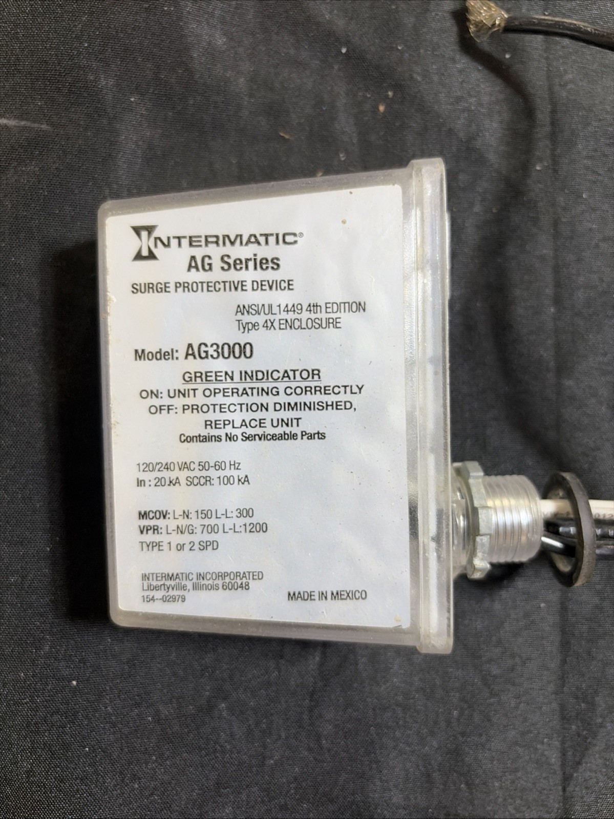 Intermatic AG3000 HVAC Surge Protective Device 120/240vac 50/60hz Tested