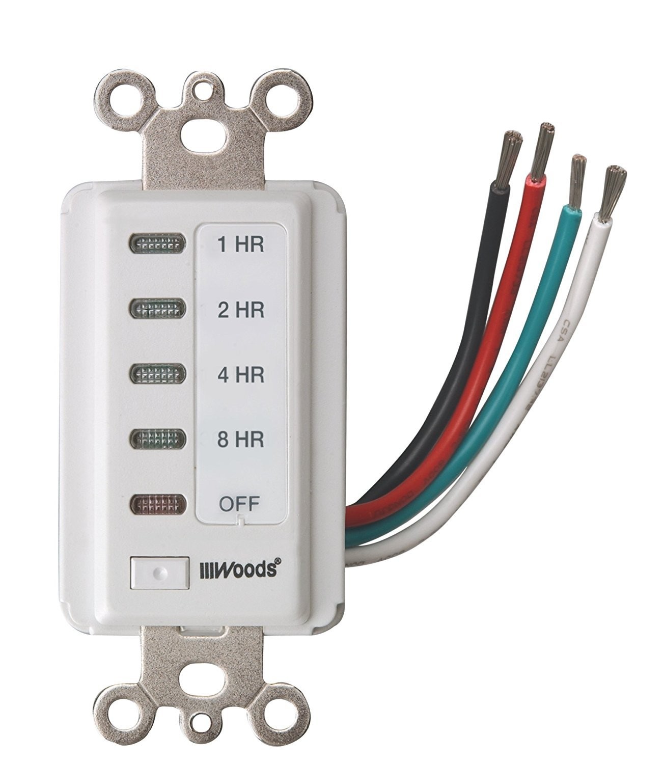 Woods 59013 in-Wall Timer, 120 V, 15 A, 2, 4, 8, 12 Hr Off, 8-Hour, White