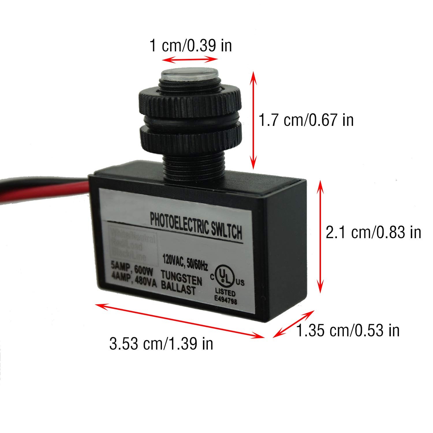 Dusk to Dawn Photocell Light Sensor Switch Hardwired Outdoor Control