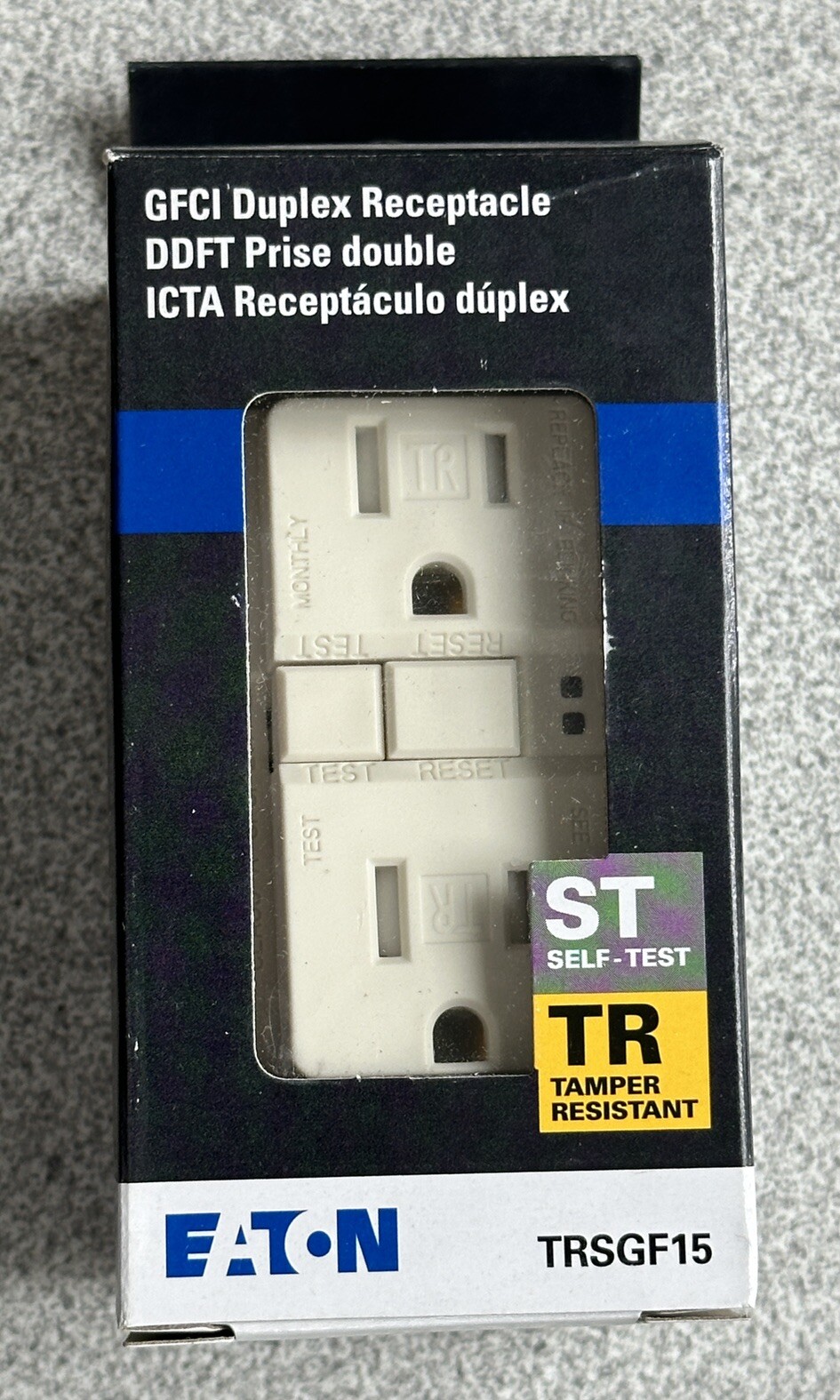 NEW Eaton Lt Almond Tamper Resist GFCI Self-Test Outlet Receptacle 15A TRSGF15LA
