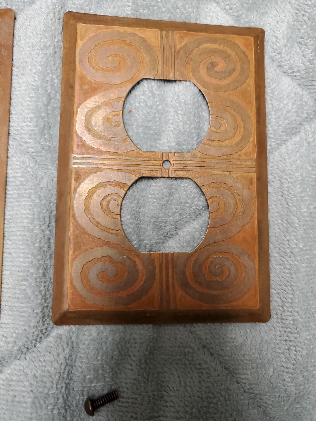 Vintage Copper Decorative Plug Outlet Plate Flopping Fish 4.75h X 3.25 NWT