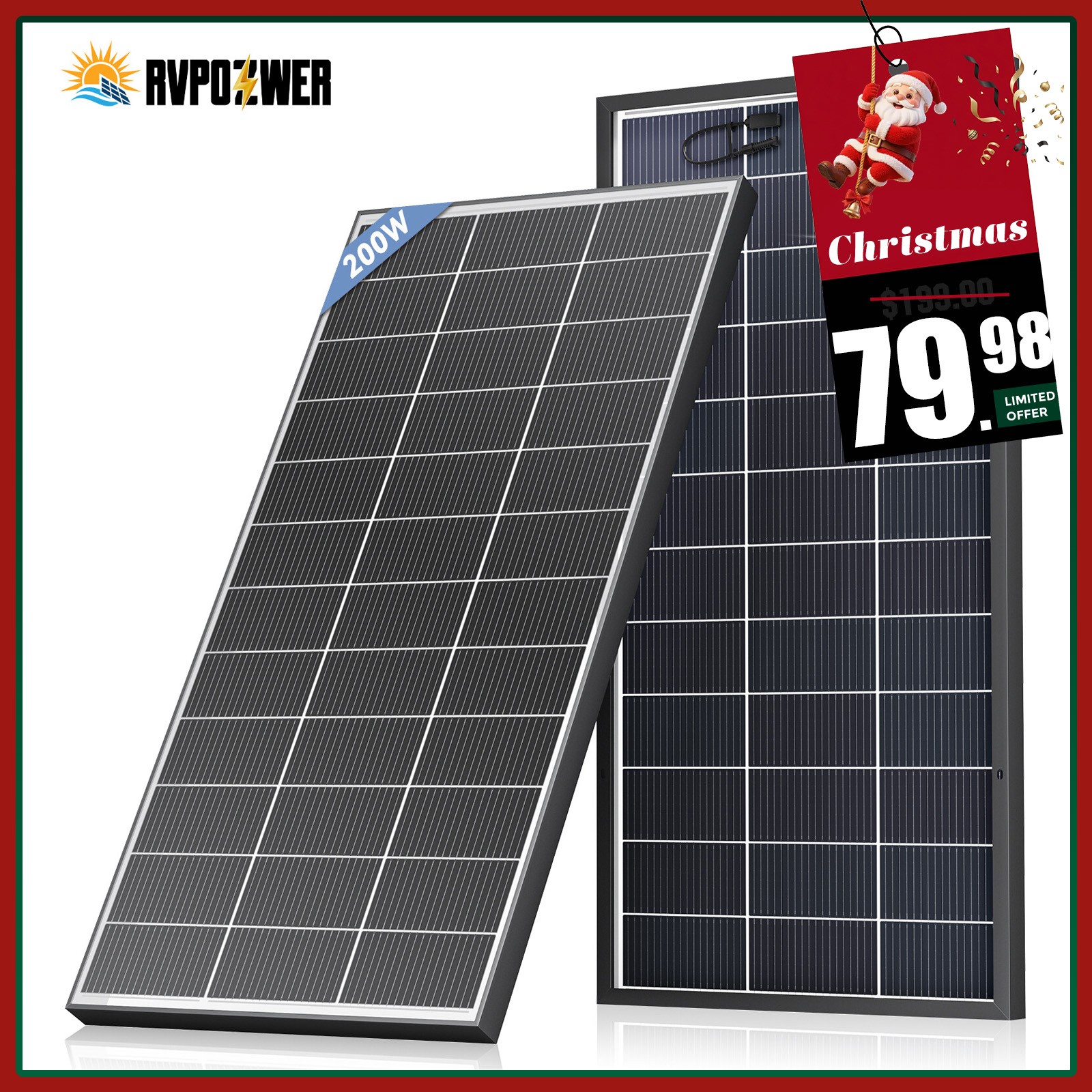 200W Bifacial Solar Panel 12V Mono 18BB High-Efficiency PV for Home/RV/Off-Grid