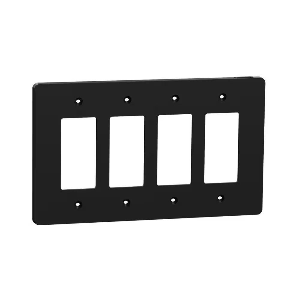 X Series 4-Gang Mid Size Plus Wall Plate Cover Decorator/Rocker Matte Black